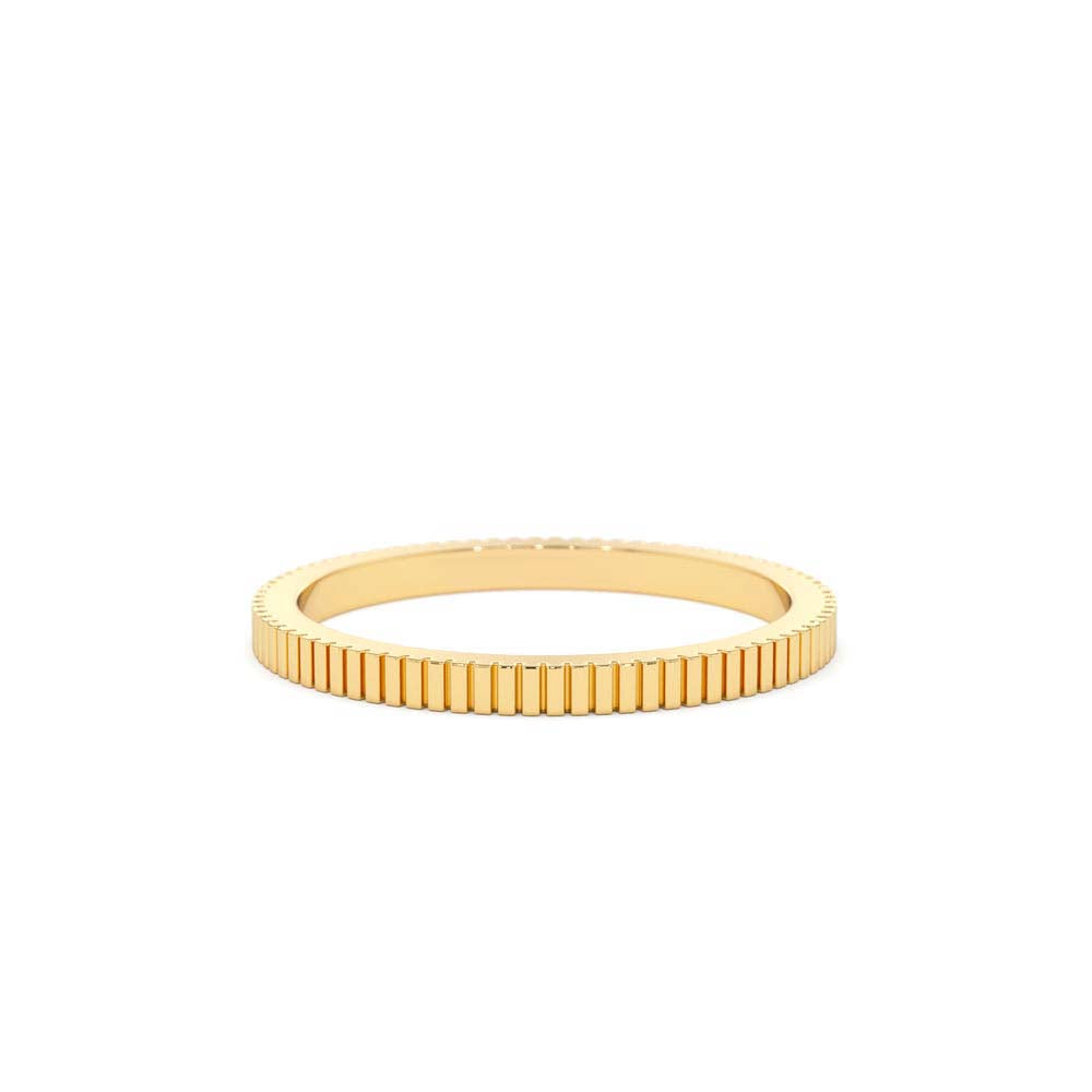 1.5MM Ribbed Ring in 14K Gold by Orlina Fine