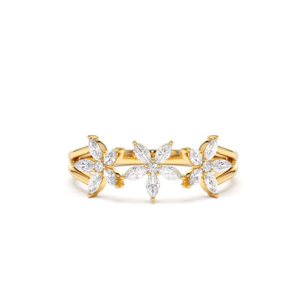 14K Marquise Diamond Multi-Flower Ring by Orlina Fine