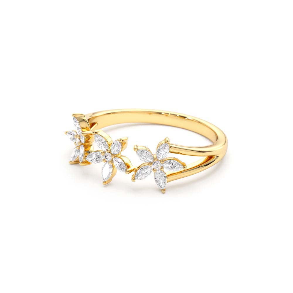 14K Marquise Diamond Multi-Flower Ring - view 4