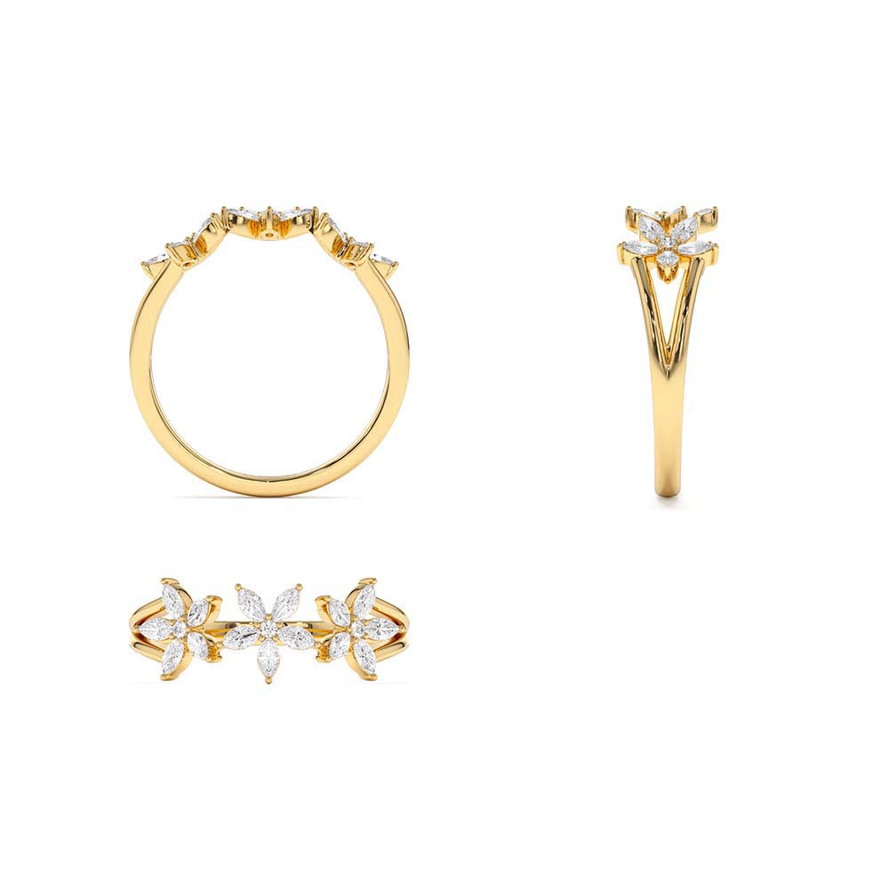 14K Marquise Diamond Multi-Flower Ring - view 5