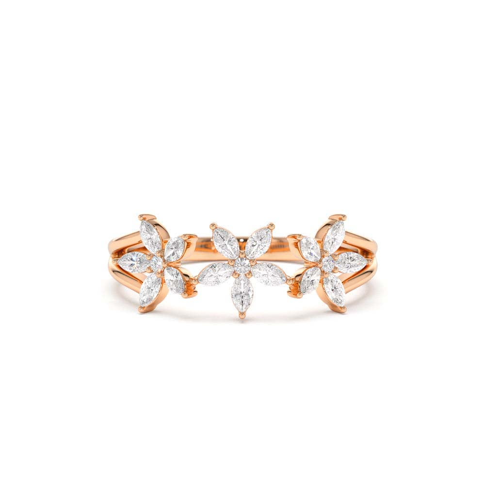 14K Marquise Diamond Multi-Flower Ring - view 2