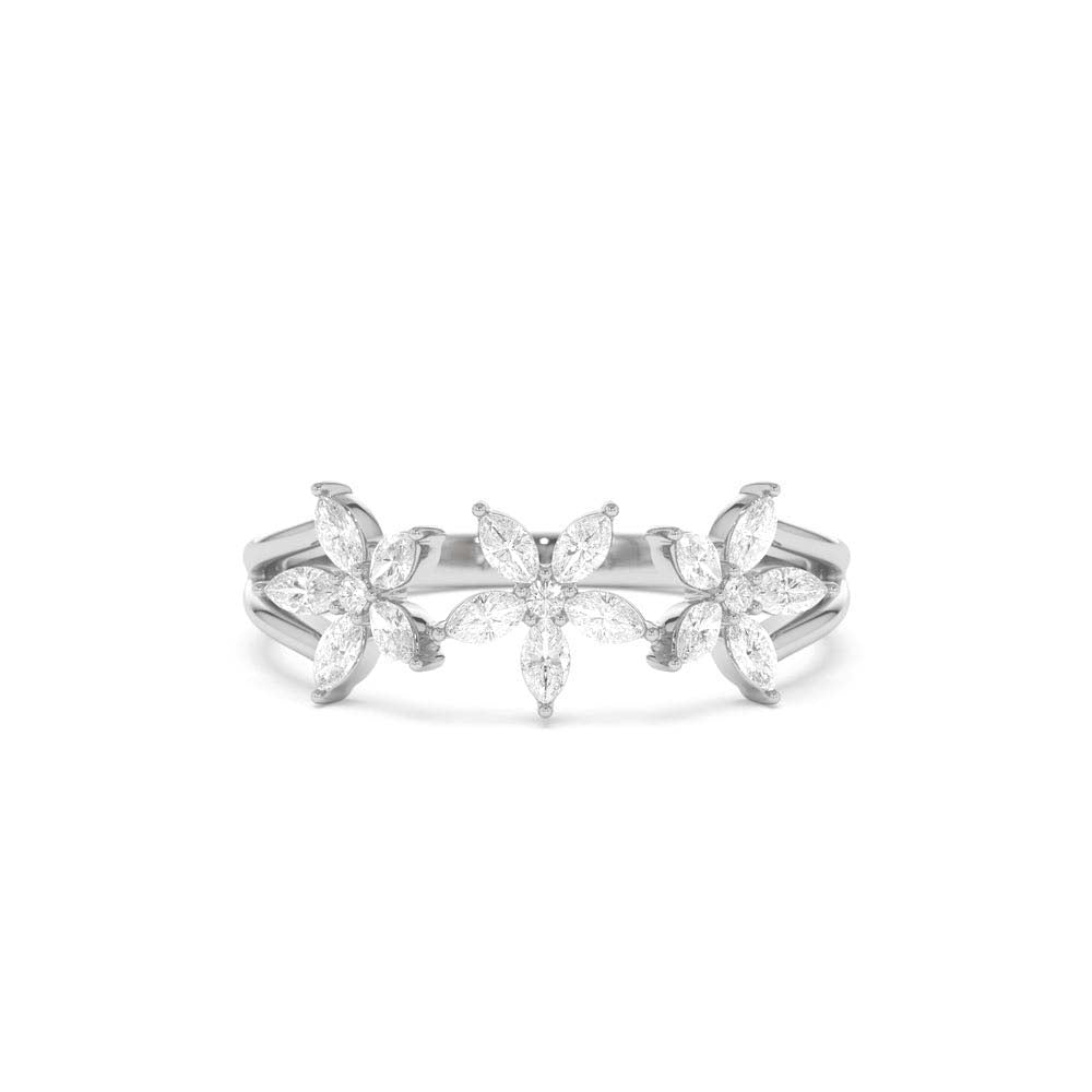 14K Marquise Diamond Multi-Flower Ring - view 3