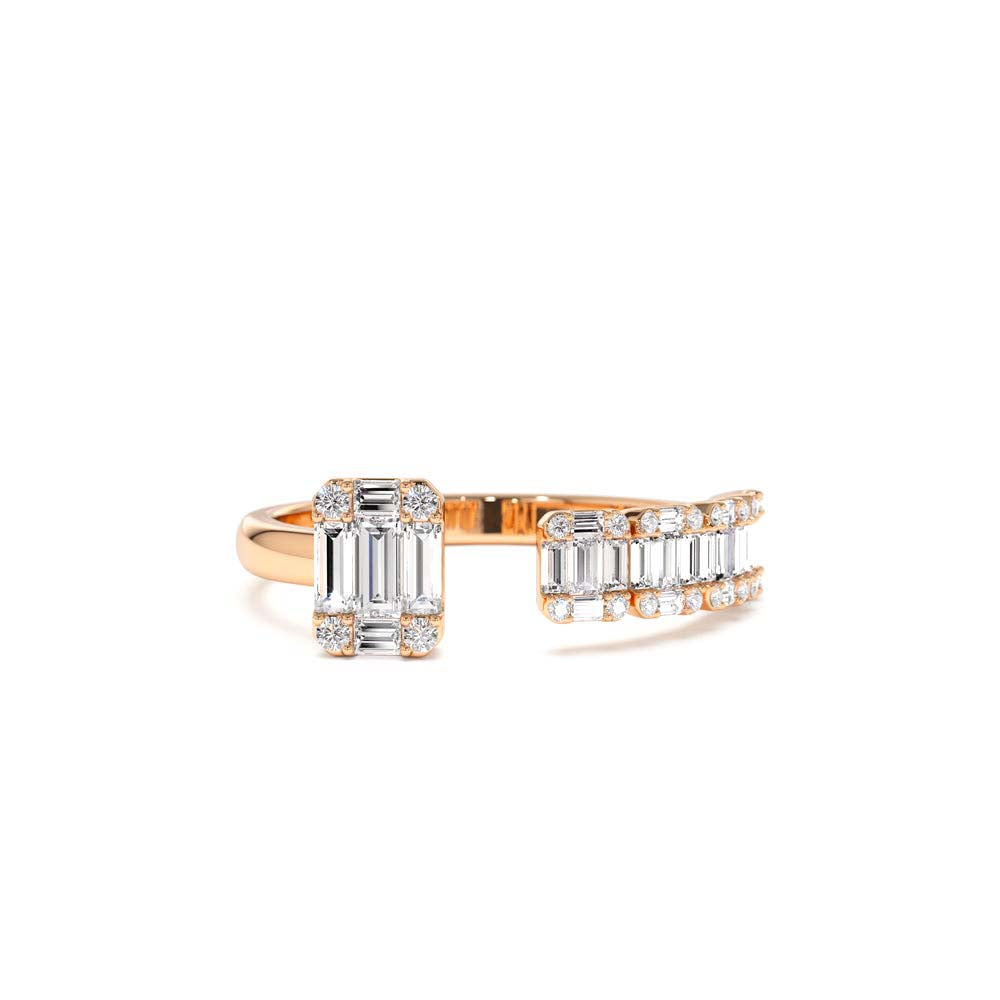 14K Floating Diamond Baguette Cut Diamond Ring - view 2