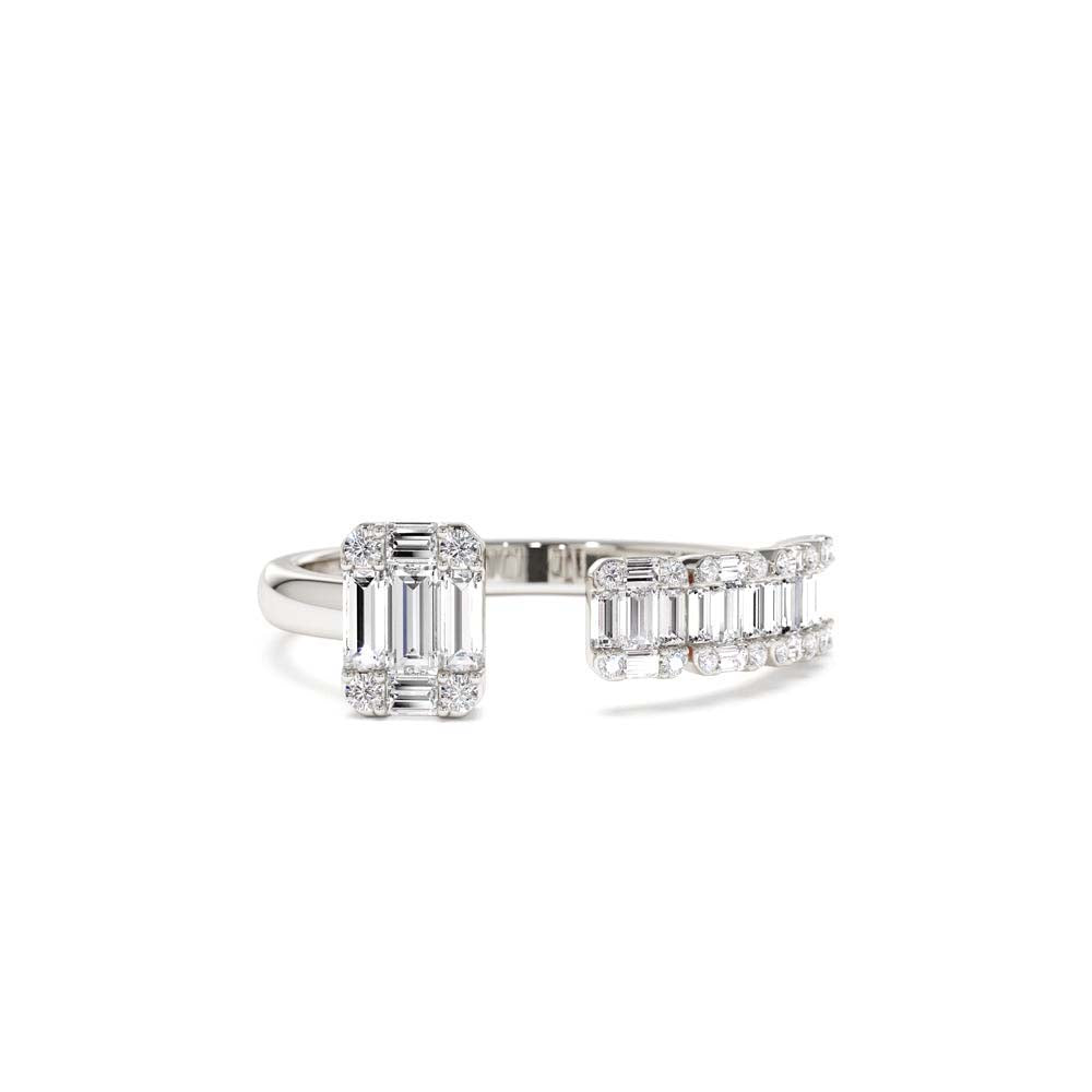 14K Floating Diamond Baguette Cut Diamond Ring - view 3