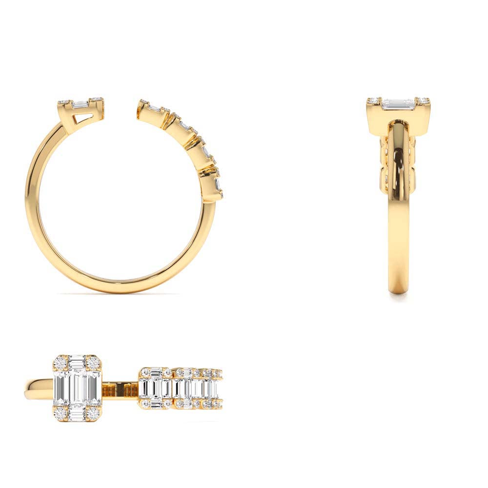 14K Floating Diamond Baguette Cut Diamond Ring - view 4