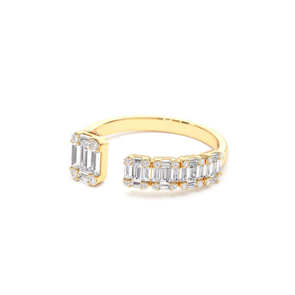 14K Floating Diamond Baguette Cut Diamond Ring - view 5