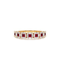 14K Princess Cut Ruby W/ Baguette and Round Diamond Ring by Orlina Fine