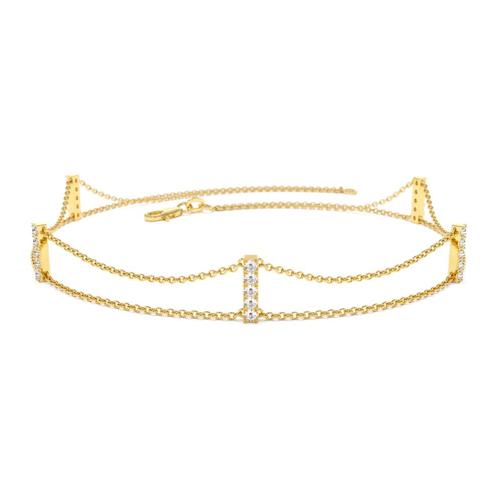14K 5 Station Diamond Bar Bracelet by Orlina Fine