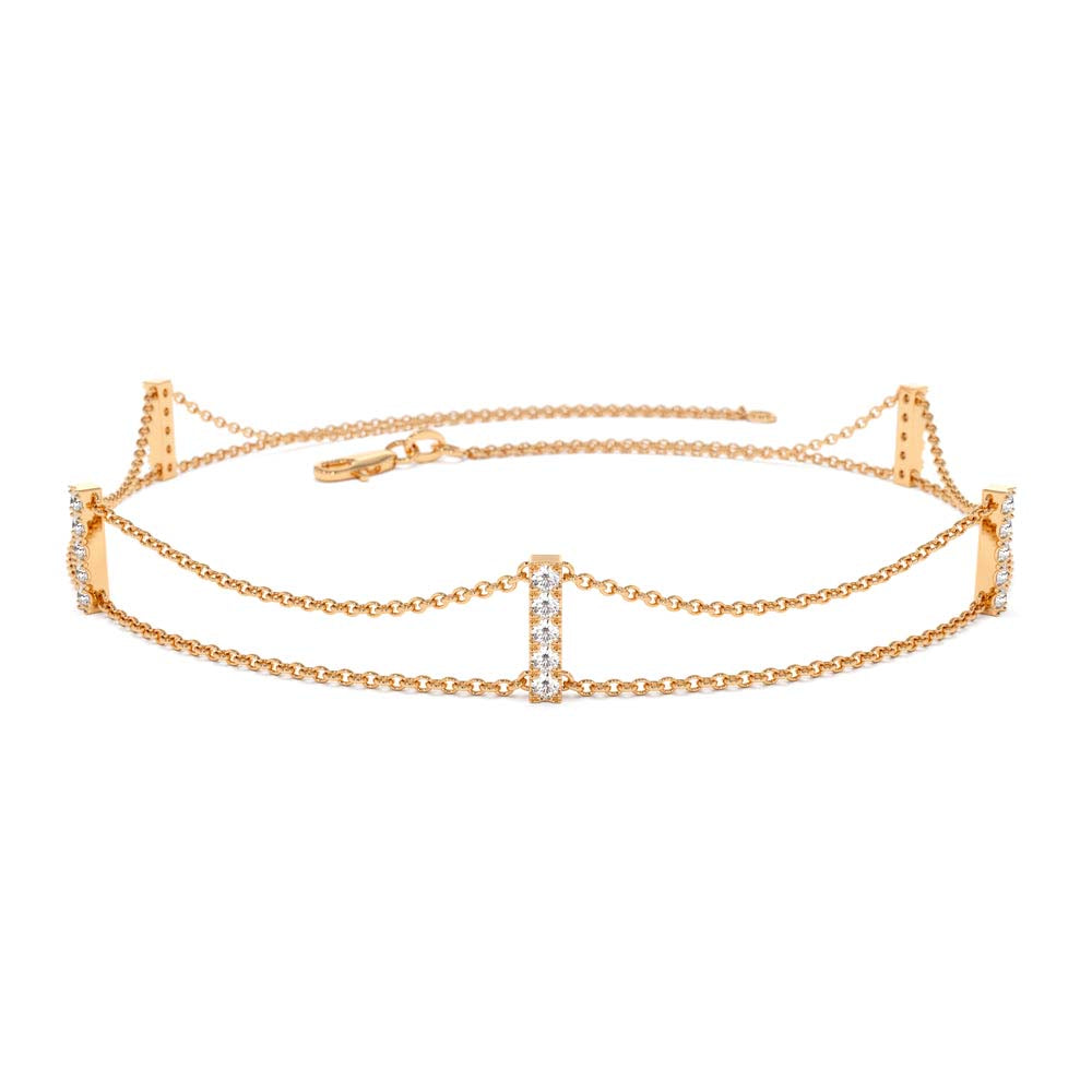 14K 5 Station Diamond Bar Bracelet - view 2