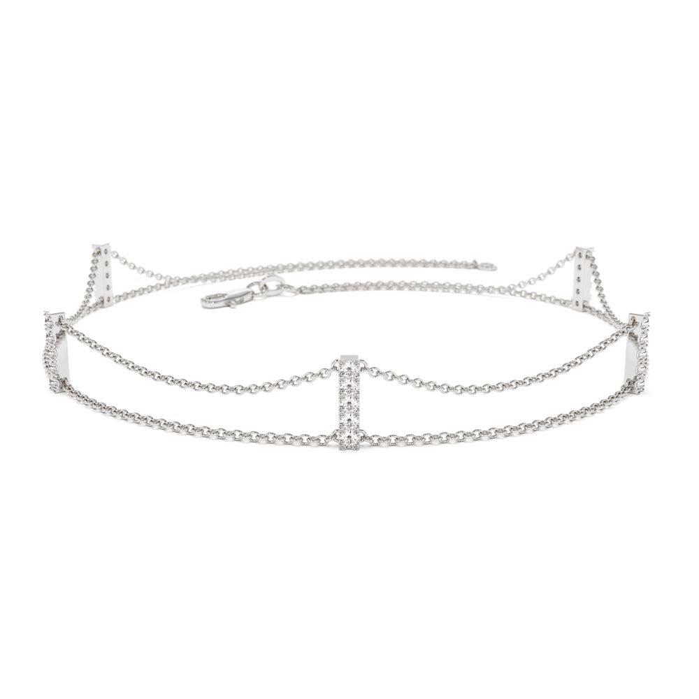 14K 5 Station Diamond Bar Bracelet - view 3