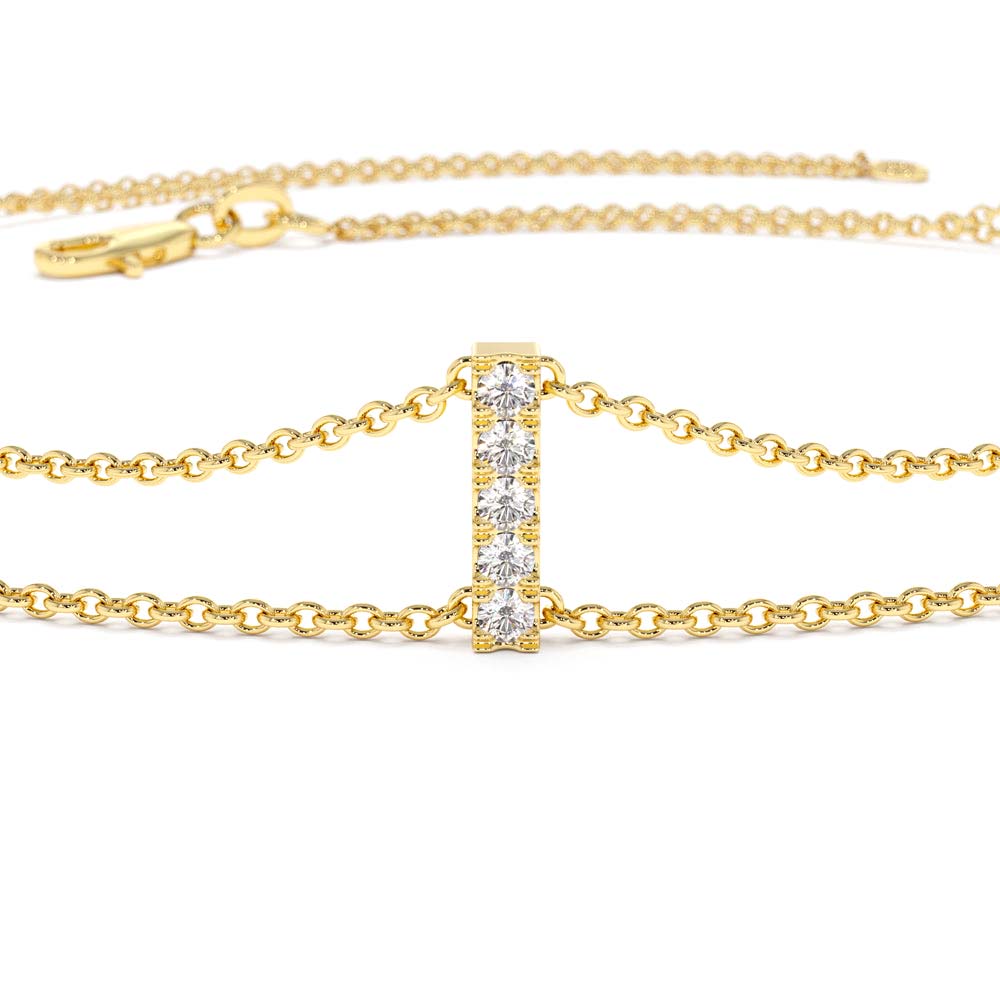 14K 5 Station Diamond Bar Bracelet - view 5