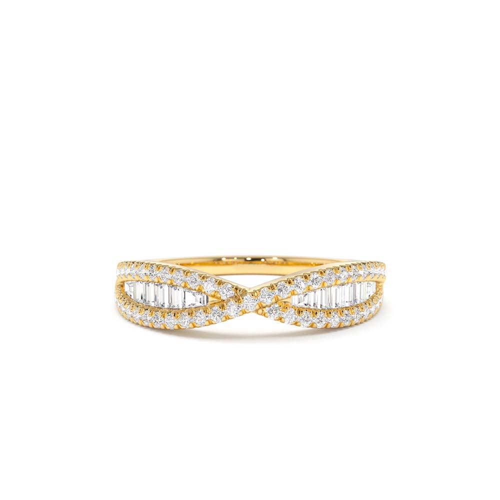 14K Baguette & Round Diamond Nesting Ring by Orlina Fine