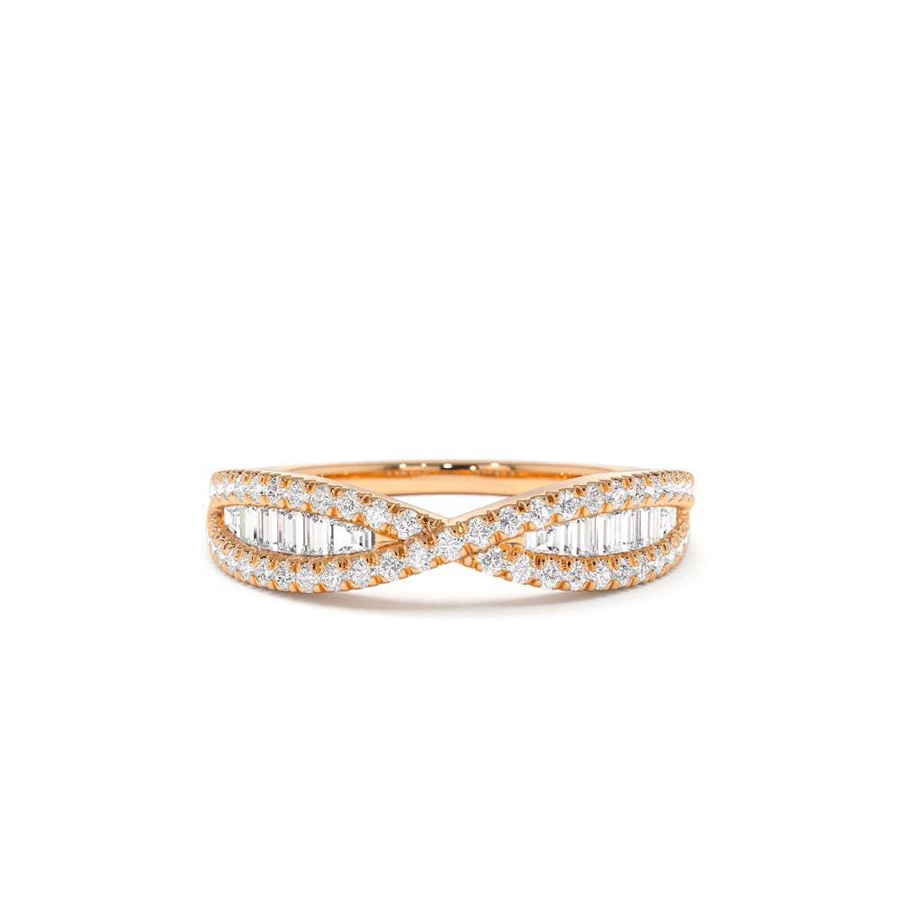 14K Baguette & Round Diamond Nesting Ring - view 2