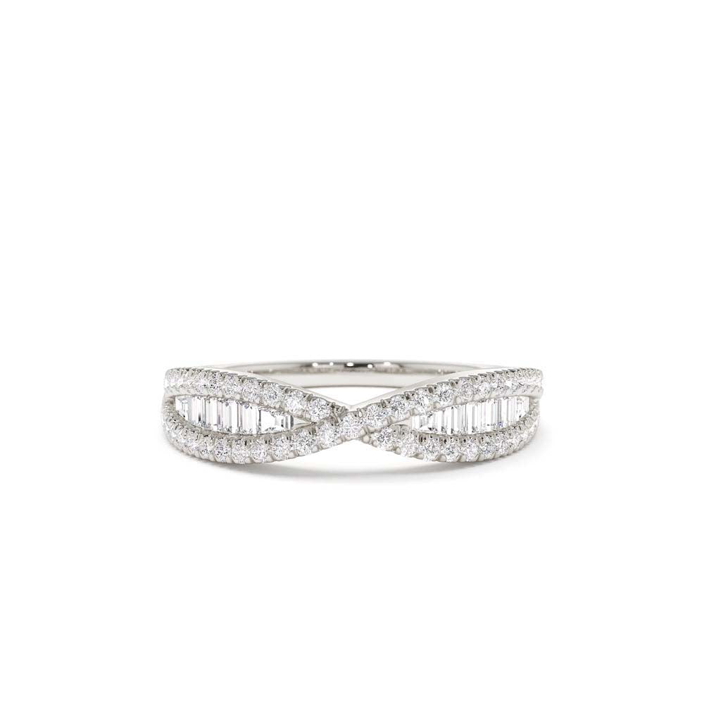 14K Baguette & Round Diamond Nesting Ring - view 3