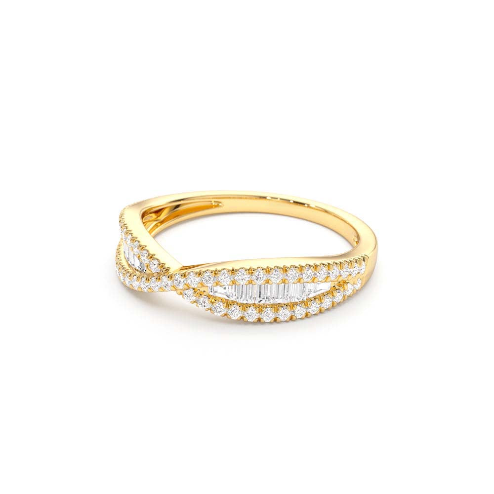 14K Baguette & Round Diamond Nesting Ring - view 4