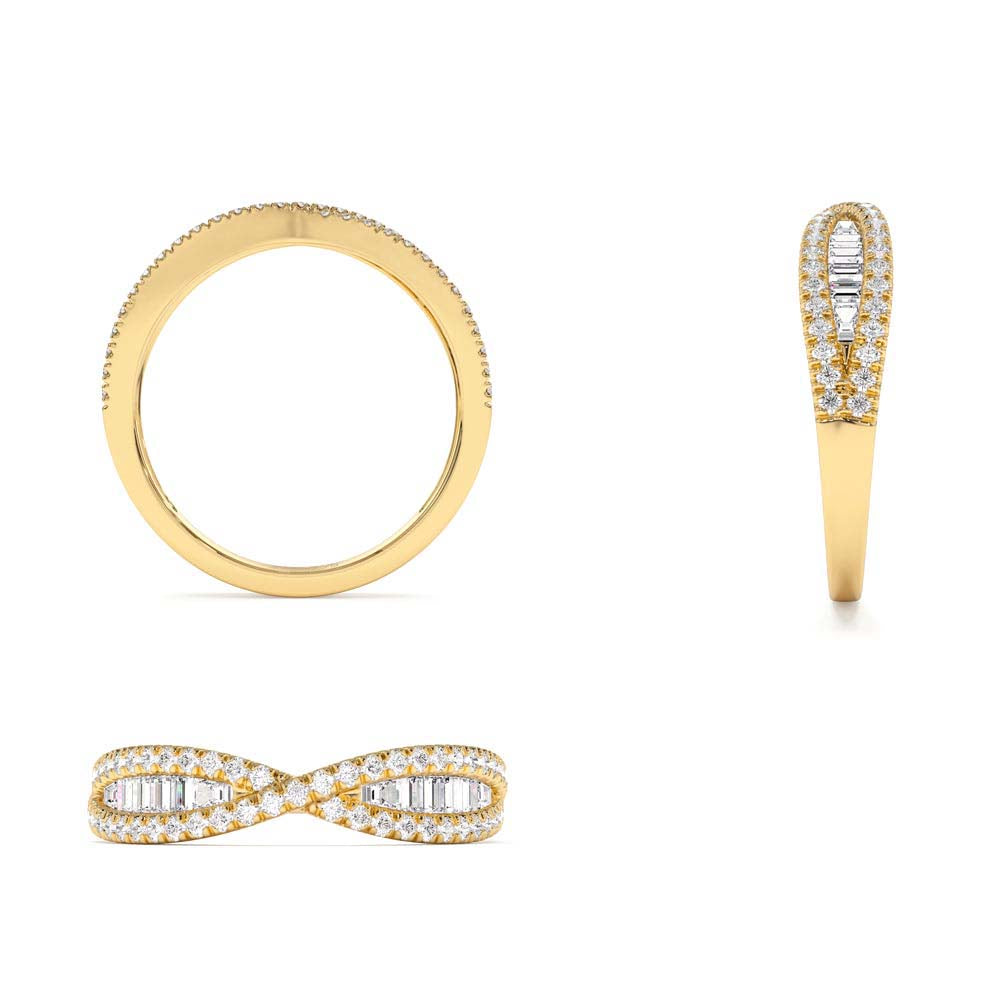 14K Baguette & Round Diamond Nesting Ring - view 5
