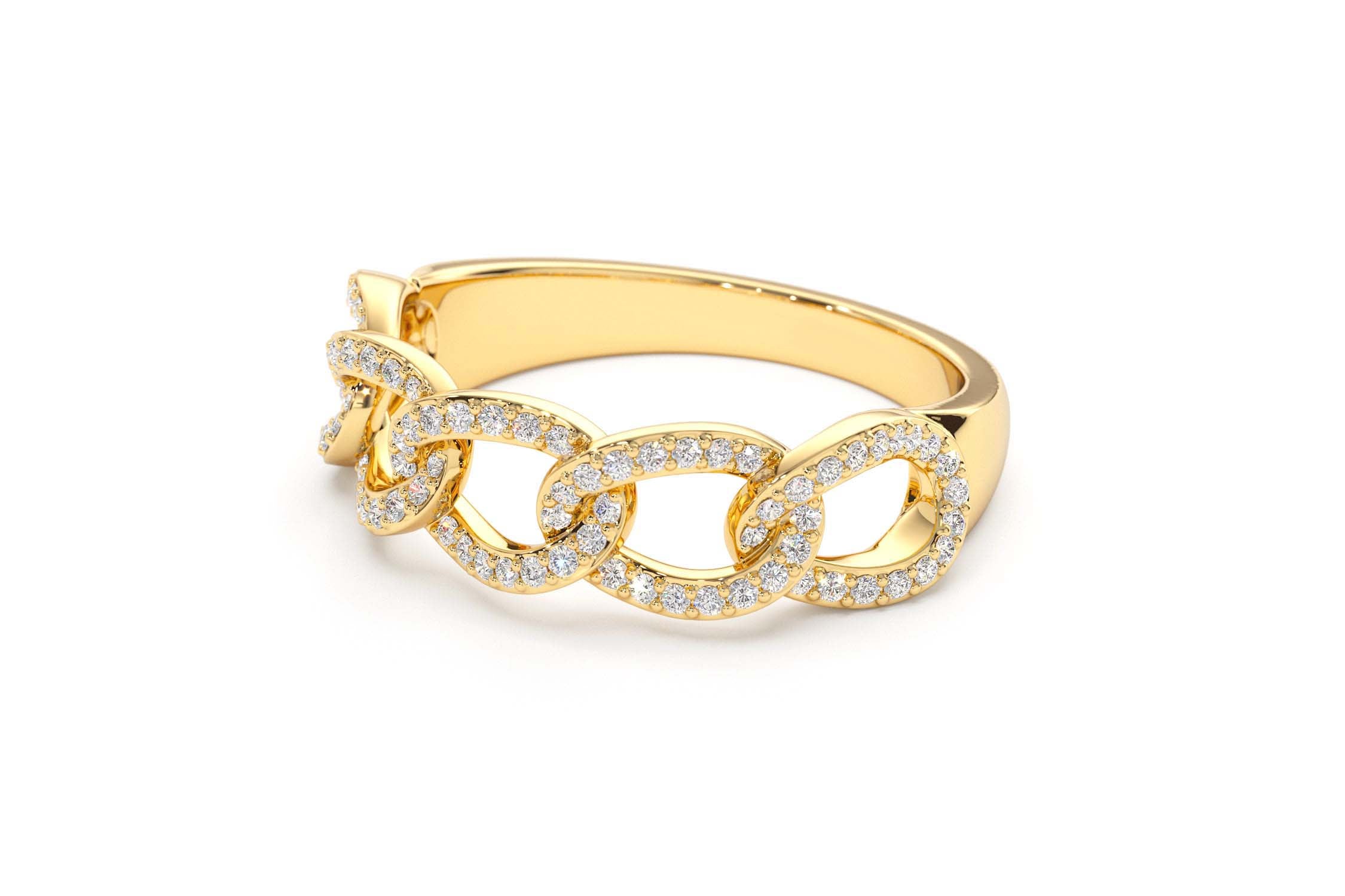 14K Curb Link Diamond Pave Ring - view 4