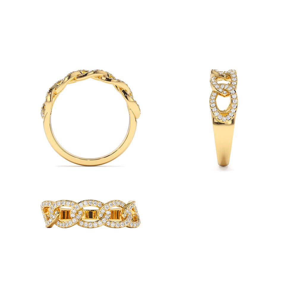 14K Curb Link Diamond Pave Ring - view 5