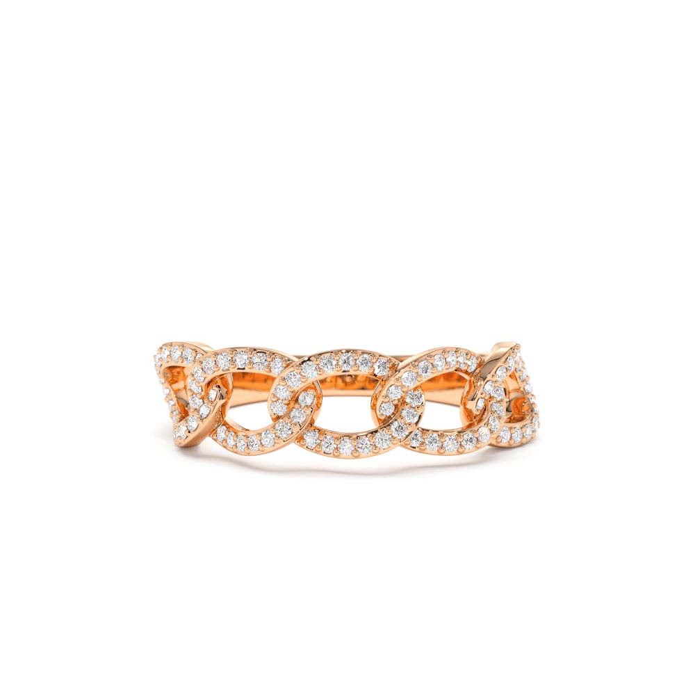14K Curb Link Diamond Pave Ring - view 2