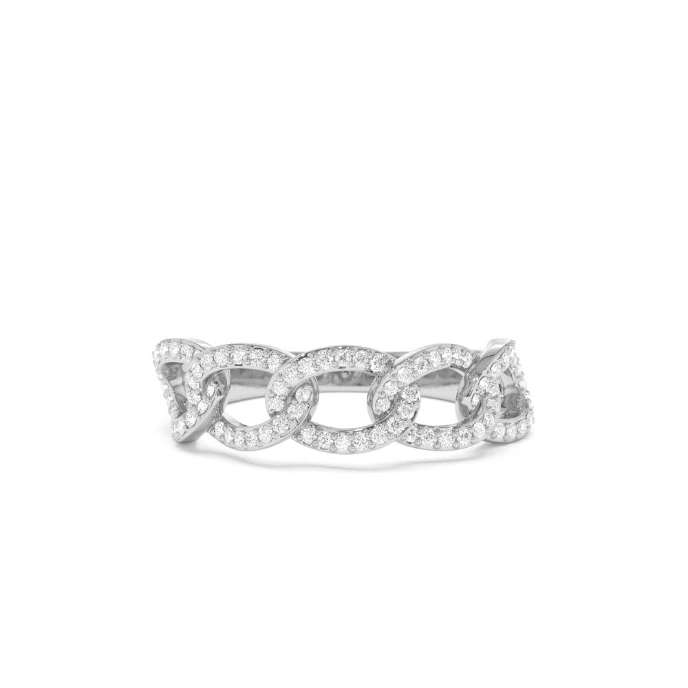 14K Curb Link Diamond Pave Ring - view 3