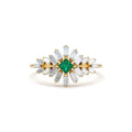 14K Baguette Diamond Ring with a Square Emerald by Orlina Fine