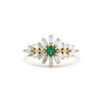 14K Baguette Diamond Ring with a Square Emerald by Orlina Fine