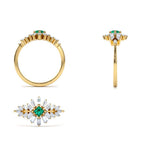 14K Baguette Diamond Ring with a Square Emerald - view 5