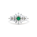 14K Baguette Diamond Ring with a Square Emerald - view 2