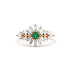 14K Baguette Diamond Ring with a Square Emerald - view 3