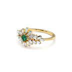 14K Baguette Diamond Ring with a Square Emerald - view 4
