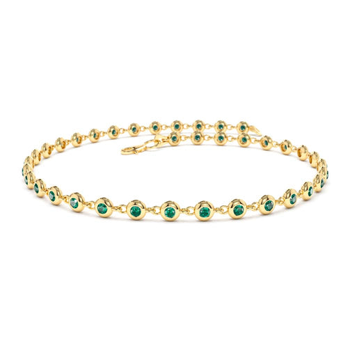 14K Bezel Set Emerald Tennis Bracelet by Orlina Fine