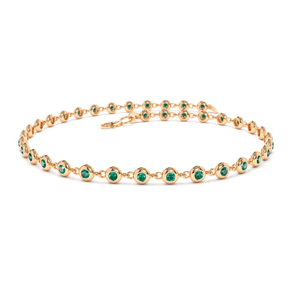 14K Bezel Set Emerald Tennis Bracelet - view 2