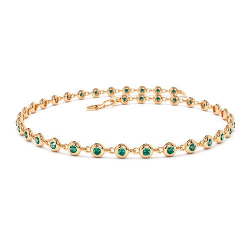 14K Bezel Set Emerald Tennis Bracelet - view 2