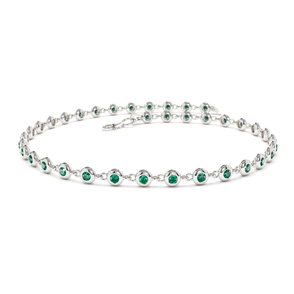 14K Bezel Set Emerald Tennis Bracelet - view 3