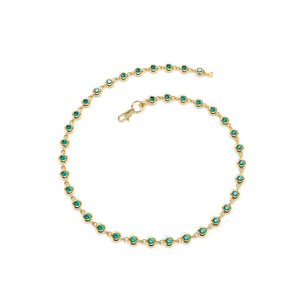 14K Bezel Set Emerald Tennis Bracelet - view 4