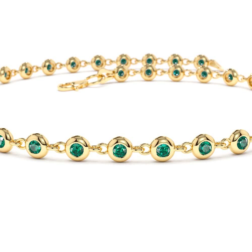 14K Bezel Set Emerald Tennis Bracelet - view 5