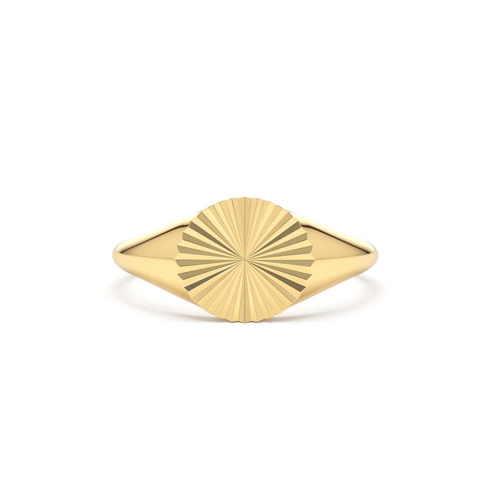 14K Gold Sun Signet Ring by Orlina Fine