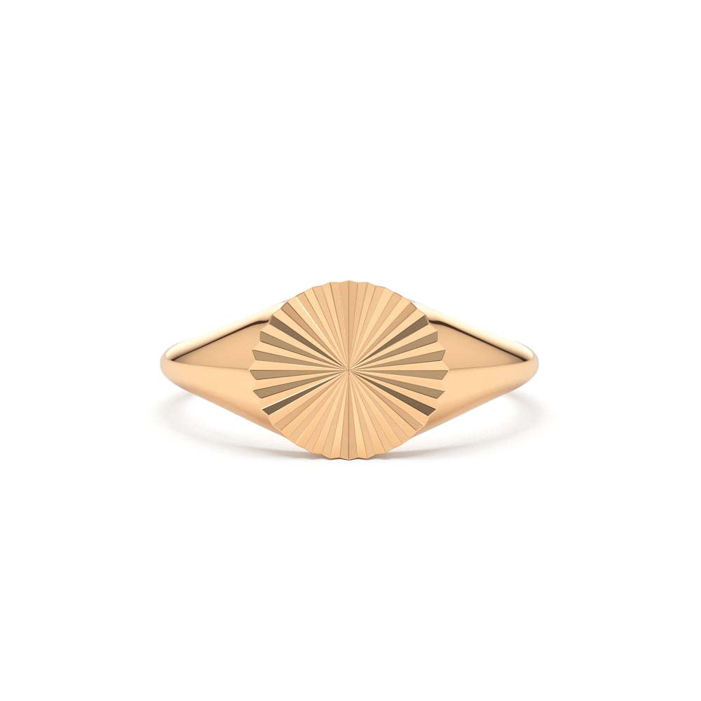 14K Gold Sun Signet Ring - view 2
