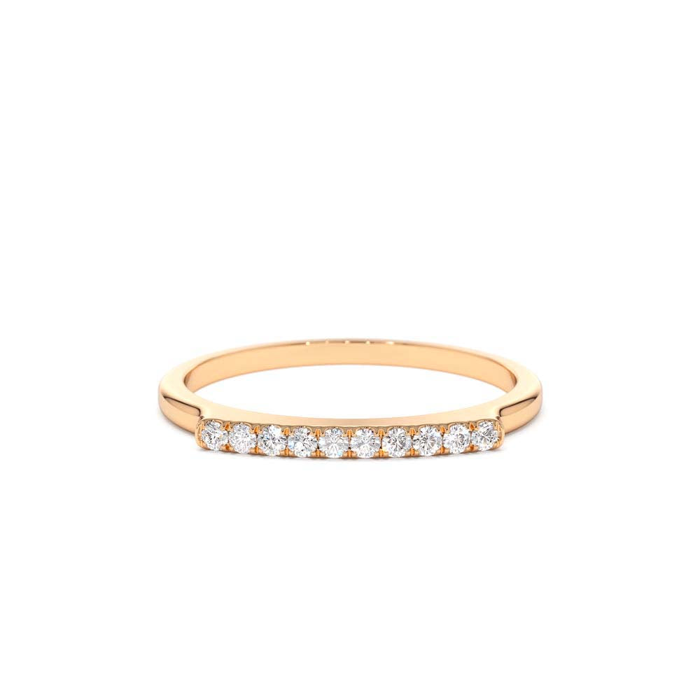 14K Pave Diamond Bar Ring - view 2