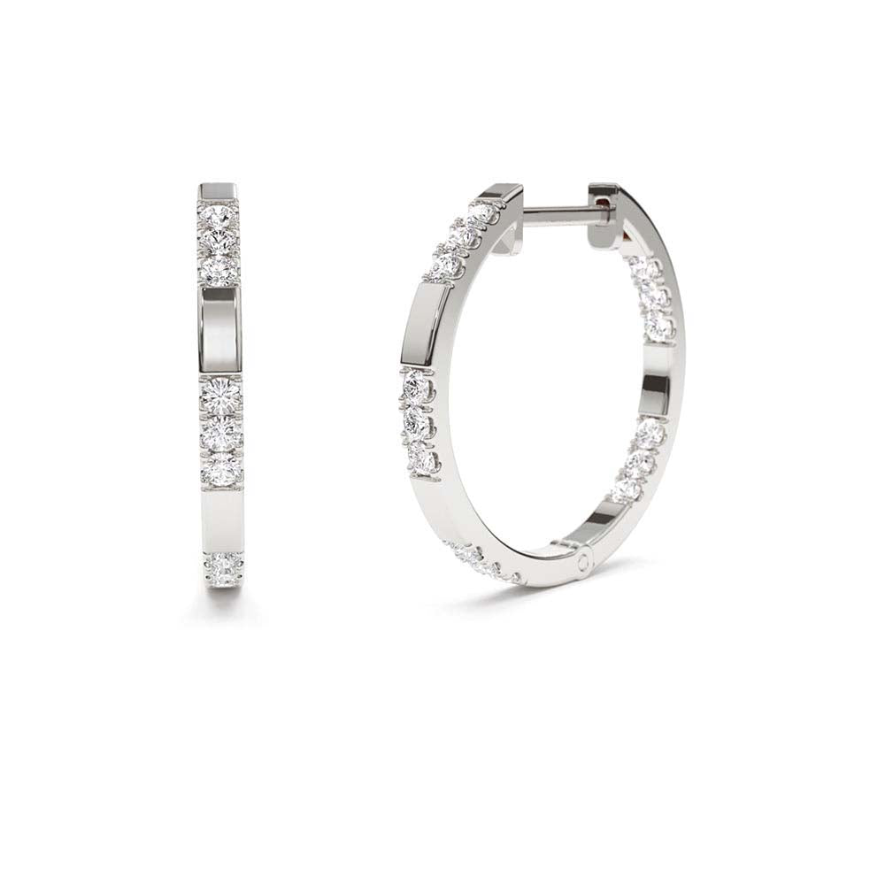14K Gold Inside out Diamond Hoop Earrings - view 3
