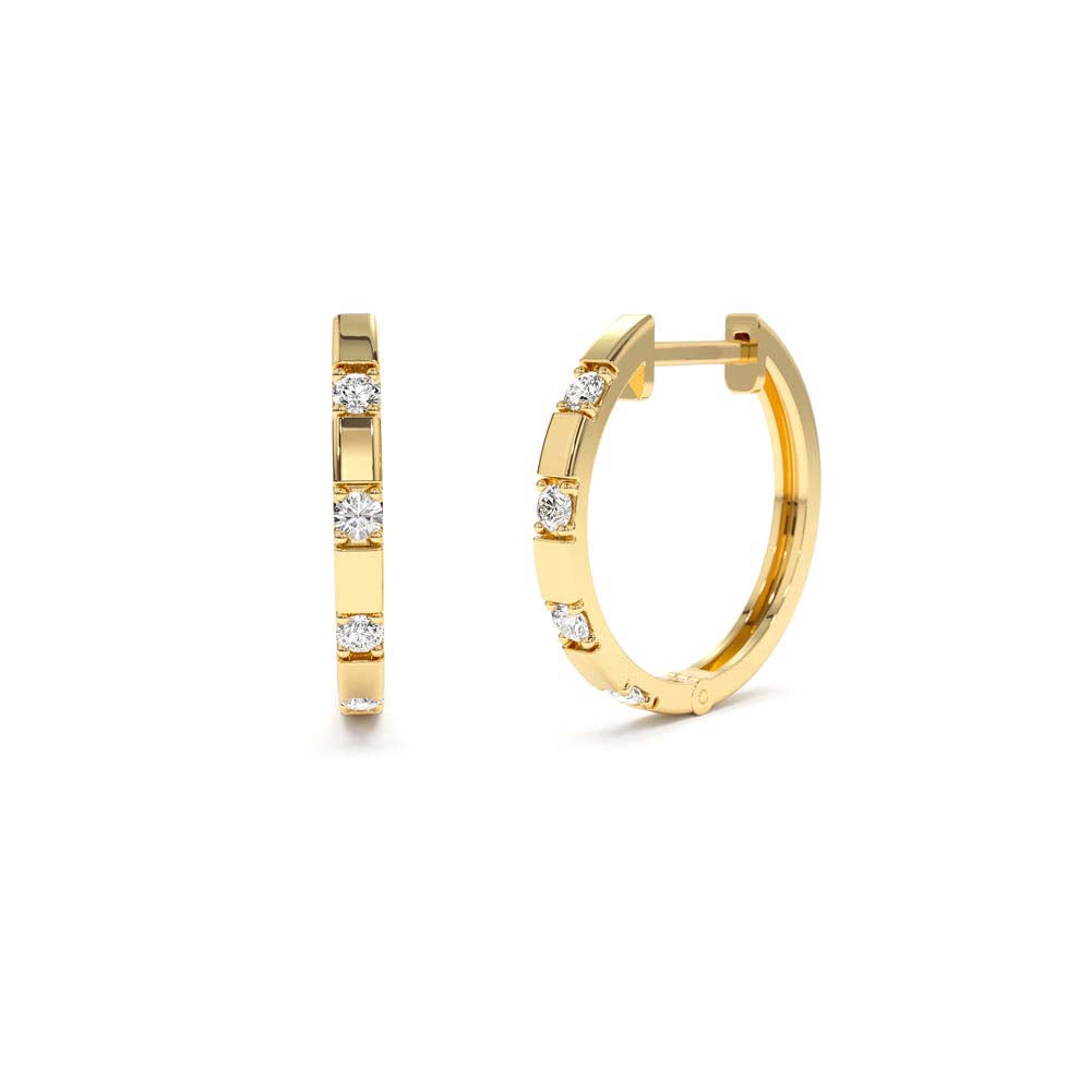 14K Dainty Diamond Hoop Earrings by Orlina Fine