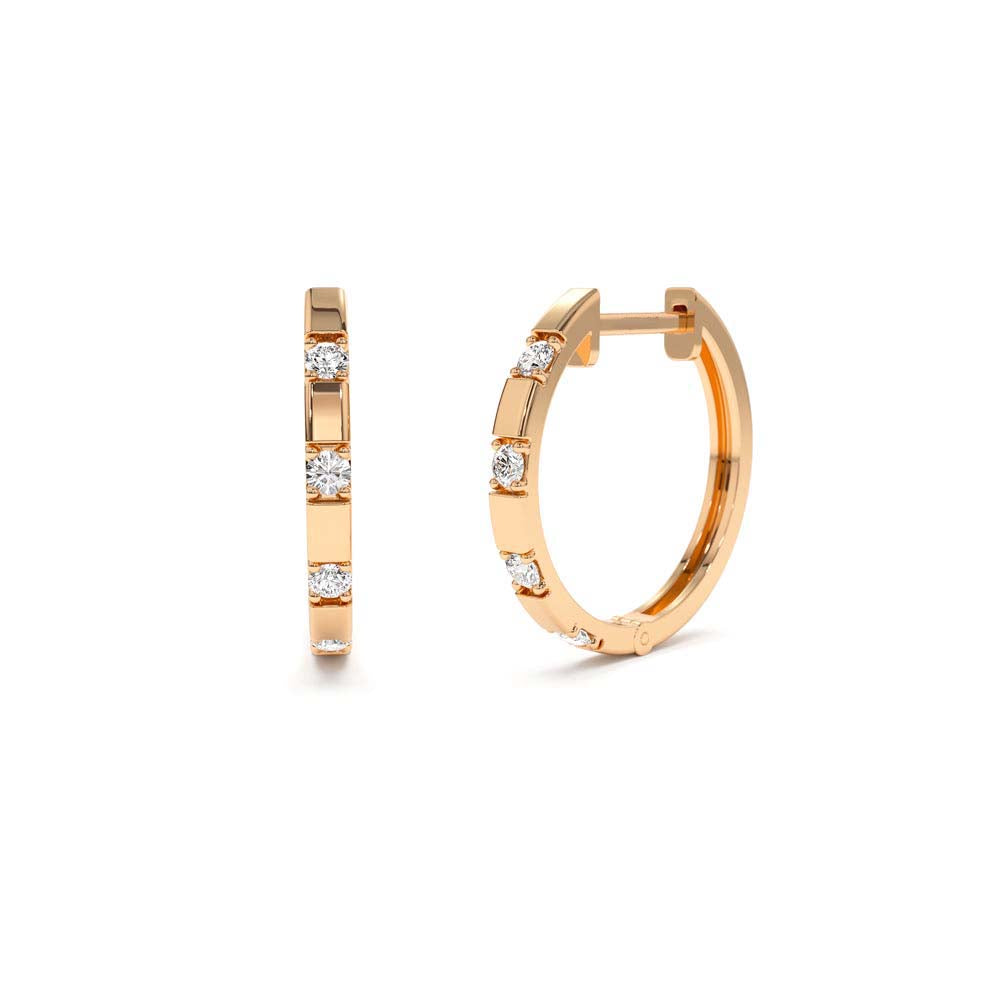 14K Dainty Diamond Hoop Earrings - view 2
