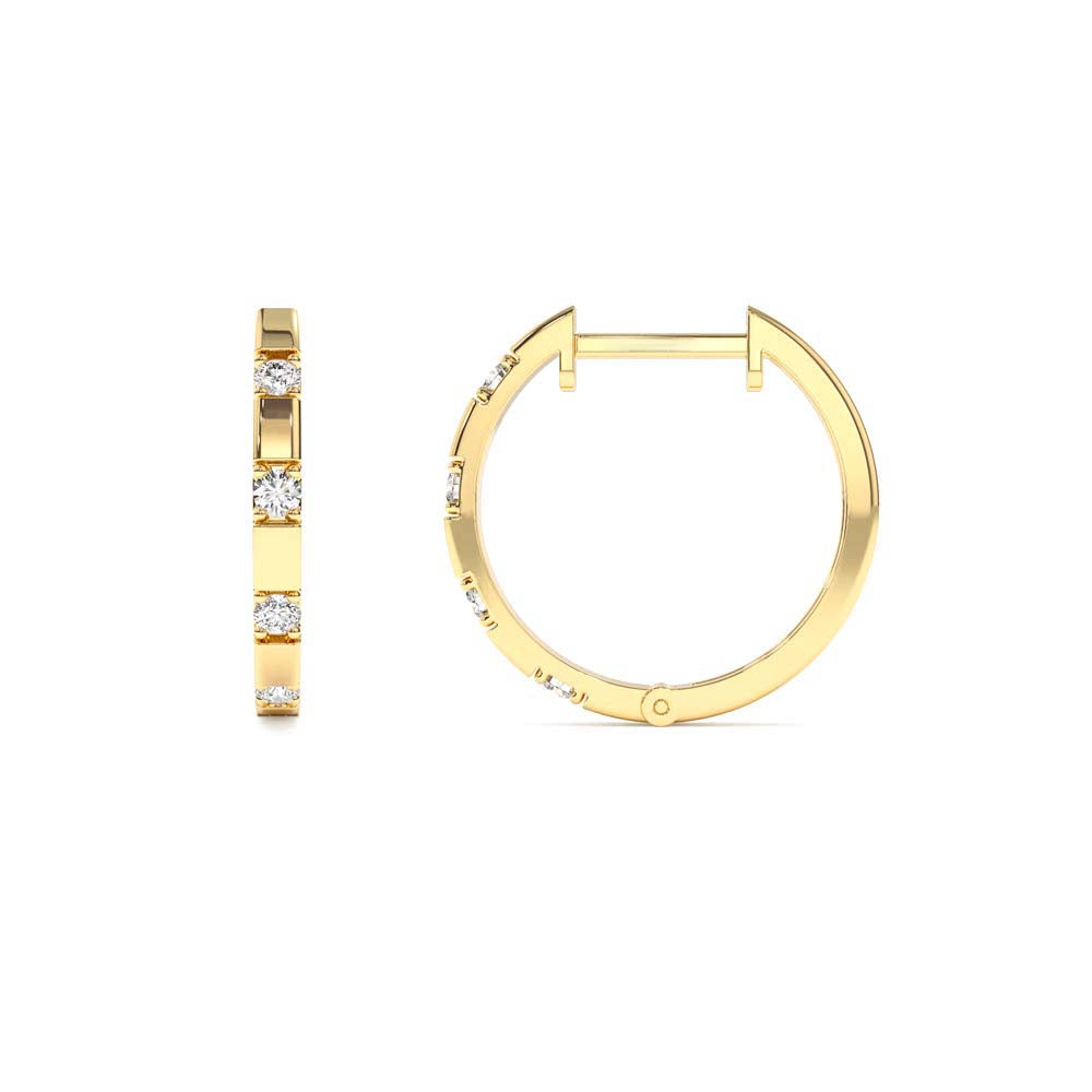 14K Dainty Diamond Hoop Earrings - view 4