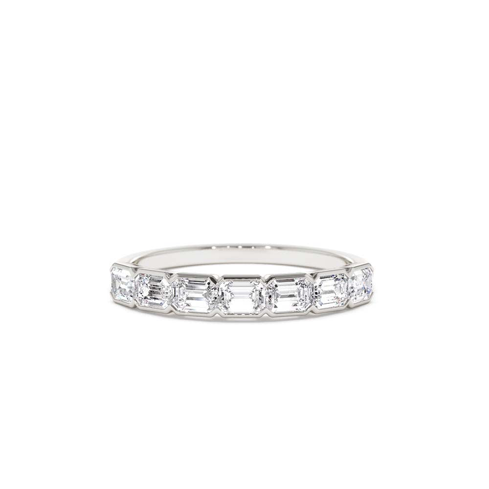14K Half Bezel Emerald Cut Diamond Wedding Band 0.75 CTW - view 3