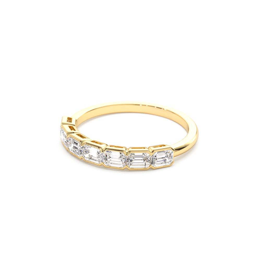 14K Half Bezel Emerald Cut Diamond Wedding Band 0.75 CTW - view 4