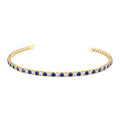 14K Prong Setting Diamond and Sapphire Tennis Bracelet by Orlina Fine