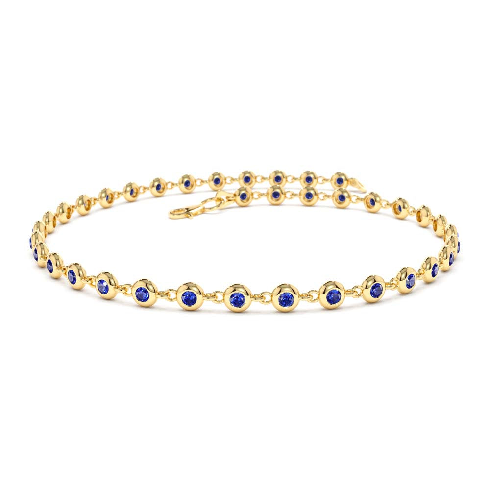 14K Bezel Set Sapphire Tennis Bracelet by Orlina Fine