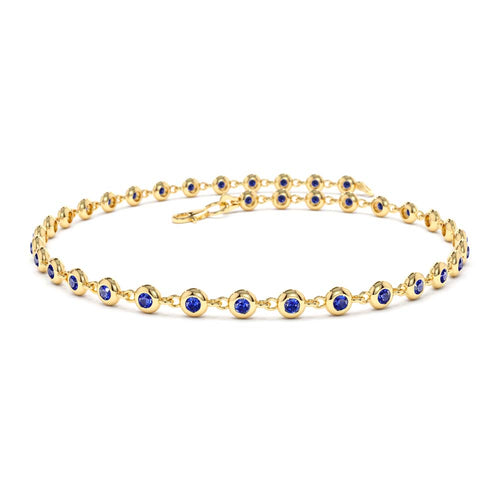 14K Bezel Set Sapphire Tennis Bracelet by Orlina Fine