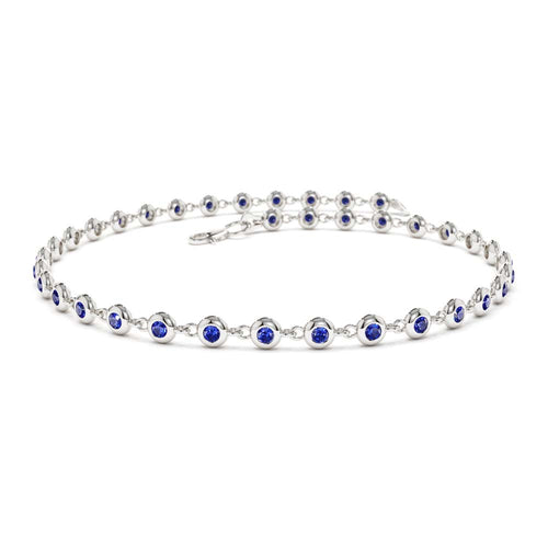 14K Bezel Set Sapphire Tennis Bracelet - view 2
