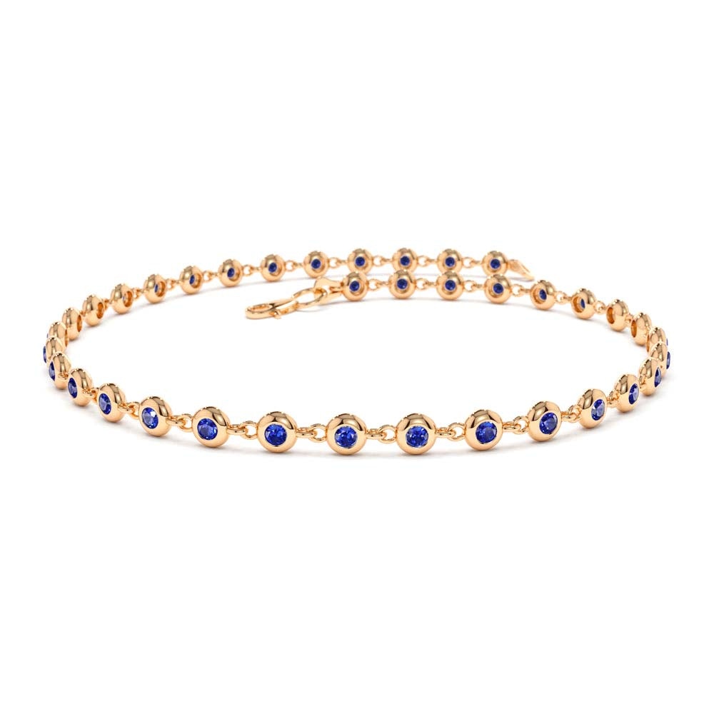 14K Bezel Set Sapphire Tennis Bracelet - view 3